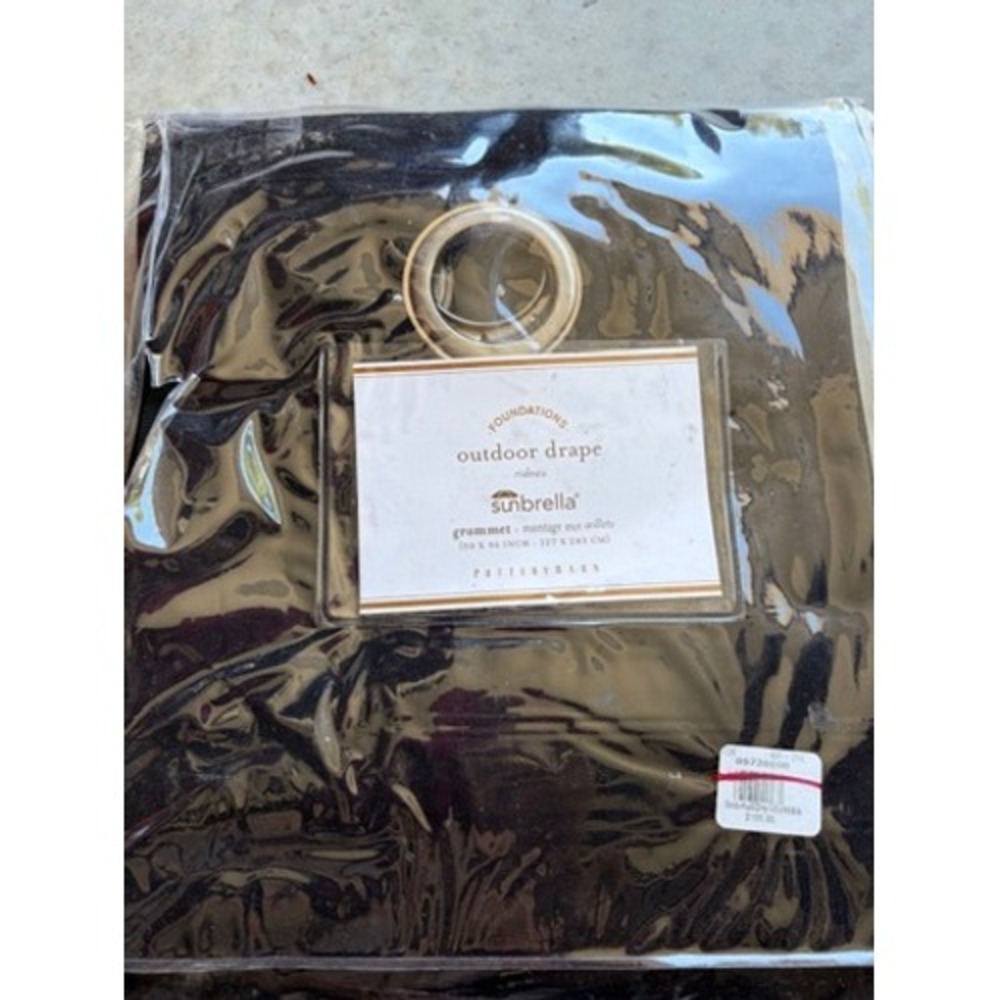 Pottery Barn Sunbrella Outdoor Drape Grommet 50x96 Black Foundations Panel